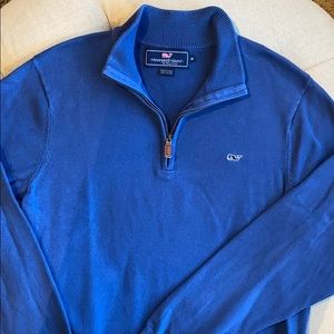 Vineyard Vines 1/4 Zip Blue Cotton Sweater M